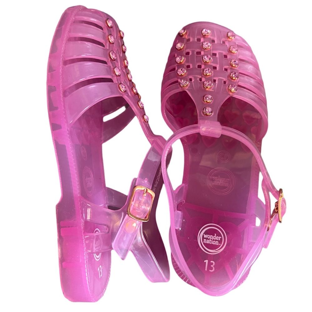 Girls Wonder Nation Pink Jelly Sandals Sz 13 Diamonds Pink Summer Breathable